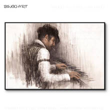 Unframed Hand-painted High Quality Impressionist Handsome Man Playing Piano Oil Painting Playing Piano Picture for Wall Decor 2024 - buy cheap