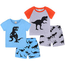 Baby Boy Clothes Fashion Cartoon Dinosaur Print Boys Suit Cotton T-shirt+Shorts 2Pcs Girl Clothing Set 1-6 Year Old Kids Clothes 2024 - buy cheap