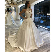 New Arrivals Halter Neck Wedding Dresses Appliques Lace A-line Floor Length Dress Bridal Gowns Prom Formal  Robe De Mariee 2024 - buy cheap