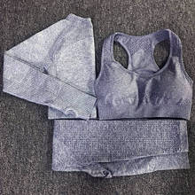 LANTECH Women 3 Pcs Sports Suits Set Yoga Sets Gym Fitness Athletic Pants  Sportswear Leggings Shirt Bra Seamless Sports Active 2024 - buy cheap