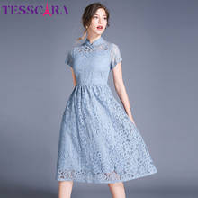 Tesscara-vestido de renda feminino, roupão de festa elegante, de alta qualidade, estilo chinês, para escritório e festa 2024 - compre barato