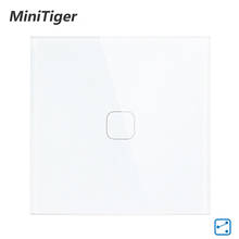 Minitiger-Interruptor táctil de pared estándar europeo, 1 entrada, 2 vías, Panel de cristal, 220-250V 2024 - compra barato