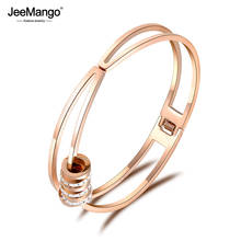 JeeMango romántico Acero inoxidable círculos movibles Zirconia cúbica brazalete pulseras amantes joyería regalo Navidad JB18065 2024 - compra barato