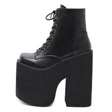 Winter  for woman fashion sexy new Cross tied Pure color Round toe Motercycle boots Platform goth Chunky heels ankle boots 34-43 2024 - buy cheap