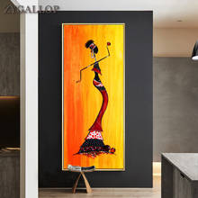 Pintura al óleo abstracta de mujer africana sobre lienzo, carteles e impresiones, lienzo escandinavo, imagen artística de pared para decoración de sala de estar 2024 - compra barato