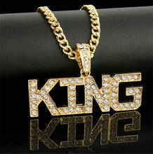 Men Hip Hop Full Rhinestone King Letter Shape Pendants Necklaces Bling Bling Iced Out Cuban Link Chain Hiphop Necklace Jewelry 2024 - buy cheap