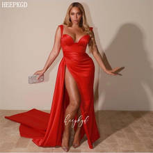 Vestido de noite africano longo e vermelho, vestido preto de cetim com fenda alta, amor, plus size, vestidos formais para mulheres 2024 - compre barato