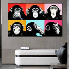 Graffiti Art Funny Monkey on The Wall Art Canvas Paintings Posters and Prints Animals Pop Art Pictures for Kids Room Wall Decor 2024 - buy cheap