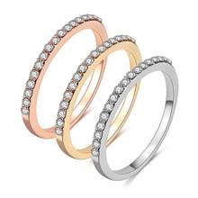 EN Простые Модные кольца из розового золота однорядные кольца для женщин, ювелирные изделия для помолвки, подарок, обручальное кольцо 2024 - купить недорого