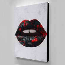 Póster Sexy de labios rojos y negros para decoración del hogar, arte de pared con dientes geniales, impresiones en lienzo, pintura, sala de estar imagen para, Marco Modular 2024 - compra barato