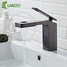 Langyo-torneira de cascata oca, cromo/preto, estilo antigo/escovado, para banheiro, água quente e fria, lavagem 2024 - compre barato