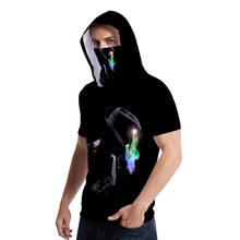 Michael jackson camiseta manga curta com capuz, camiseta masculina e feminina fashion hip hop legal 3d com máscara facial 2024 - compre barato