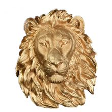 Pingente de resina cabeça de leão dourada, grande tamanho decoração de parede pendurado cabeça de animal enfeites de parede acessórios para casa estátua 2024 - compre barato