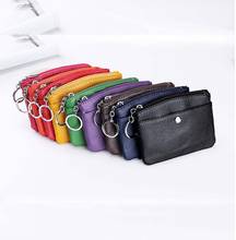 Cartera de cuero con cremallera para hombre y mujer, monedero multifuncional de cuero, monedero, monedero, funda para llaves 2024 - compra barato