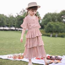 Vestido de princesa infantil feminino, vestido de bolo de chiffon para meninas de 4 a 13 anos, 2020 2024 - compre barato