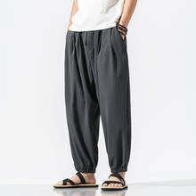 2022 Summer Cotton Linen Harem Pants Men Casual Hip Hop Cross Trousers Bloomers Male Joggers Streetwear Ankle-Length Pants 5XL 2024 - buy cheap