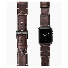 Crazy Horse кожаный ремешок для часов для Apple Watch, для активного спорта, ремешок 42 мм, ремешок наручные часы, аксессуары для наручных часов iWatch 1/2/3/4 2024 - купить недорого