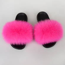 Women Slippers Summer With Detachable Fur Ladies Fluffy Slippers Flip Flops House Fur Slides Wholesale 2021 Real Fox Fur Sandals 2024 - buy cheap