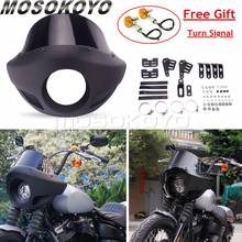 Cafe Racer 5.75" Headlight Fairing 5-3/4" Head Light Front Mask Cowl Windshield 35mm-49mm Mounting Kit For Harley Sportster Dyna 2024 - buy cheap