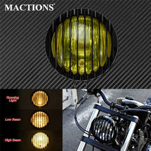 Motorcycle 6.5'' Retro Grill Headlights Cafe Racer Vintage Front Light Round Headlamp 12V For Harley Cruisers Choppers XL Dyna 2024 - купить недорого