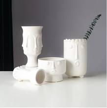 Nordic Ceramic Vase Simple White Face Abstract Ornaments Livingroom Home Furnishing Decoration Hotel Office Figurines Crafts Art 2024 - buy cheap