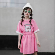 2020 Summer Kids Dresses Casual Cotton High Waist Girls Dress Fashion Children clothes Sport Toddler girl Dress 4 6 8 10 12 14 Y 2024 - buy cheap