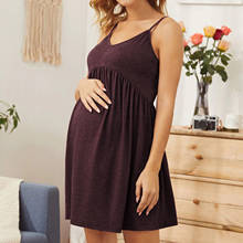 2022 New Summer Casual Pregnant Dress Women Maternity Sleeveless Solid Sling Halter Home Dress Clothes Vêtements de maternité 2024 - buy cheap