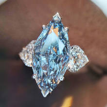 Moda alta qualtiy azul coração topázio cristal anel de pedra para mulheres menina casamento noivado festa anéis luxo jóias 2021 2024 - compre barato