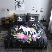 30  unicorn bed linens flower bedding set luxury horse pattern duvet cover quilt cover pillowcase for girls festival gift 2024 - buy cheap
