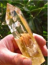 Cristal de cuarzo ahumado, largo AAA, citrino NATURAL, punto curativo 2024 - compra barato