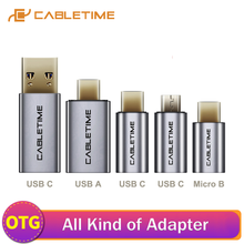 CABLETIME-Adaptador USB OTG USB tipo C, Micro B USB 3,0, adaptador macho y hembra, convertidor de sincronización de carga móvil 2024 - compra barato