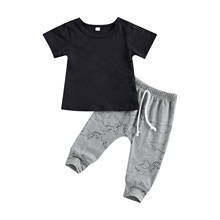 Citgeett Summer Infant Baby Boys Short Sleeves and Trousers Suit Solid Pullover T-shirt Printed Long Pants Clothes Set 2024 - buy cheap