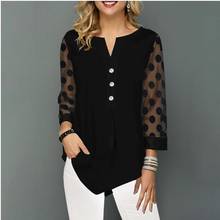 Blusa holgada informal con manga de nueve puntos para primavera y verano, camisa de manga larga con cuello en V, color negro, talla grande 5xl 2024 - compra barato