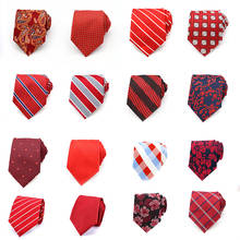 Corbata de seda 100% para hombre, corbata de 8cm con diseño de flor a rayas rojas, corbata clásica de negocios para hombre, traje de boda, corbata de fiesta, vestido Formal 2024 - compra barato