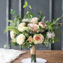 Реалистичный Свадебный букет невесты, украшение для руки, праздничные Вечеринки, европейские шезлонг с розами, свадебные цветы 2024 - купить недорого