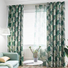 Cortinas blackout verde tropical, tratamentos de janela, para sala de estar, folhas, palmeira, tule puro para quarto 2024 - compre barato