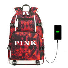 Новый стиль рюкзак с USB-зарядкой для мальчиков и девочек, дорожный рюкзак на плечо, вместительная водонепроницаемая сумка для ноутбука, розовая школьная сумка 2024 - купить недорого