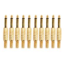 2020 New 10 Pcs Gold Plated 6.35mm Male 1/4 Mono Jack Plug Audio Connector Soldering 2024 - buy cheap