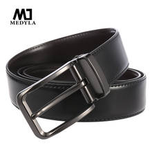 MEDYLA-cinturón clásico de cuero de vaca para hombre, cinturón de negocios de lujo con hebilla de Pin informal de 3,5 cm, envío directo 2024 - compra barato
