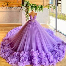 Puffy V Neck Prom Dresses Ball Gown 2021 Saudi Arabia Evening Gown Dubai Celebrity Dress Robe De Aibye Long Kaftans Party Dress 2024 - buy cheap