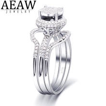 Anel de moissanite branco 18k, conjunto exclusivo de anel de moissanite, feminino com cor sólida, vvs1, anel de halo certificado e teste positivo 2024 - compre barato