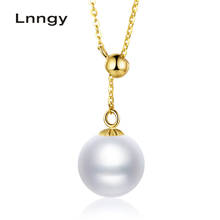 Lnngy 18K Yellow Gold Necklace Natural Freshwater Pearl Necklace Women Wedding Engagement 18k Pure Gold Chain Link Jewelry gifts 2024 - buy cheap