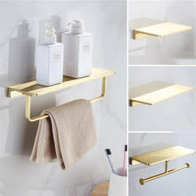 Solid Brass Square Bathroom Shelf Paper Holder Bath Shower Shelf Brushed Gold Bath Shampoo Holder Basket Holder Wall Mounted 2024 - buy cheap