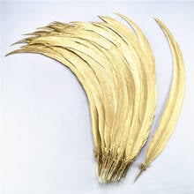 Penas de cauda douradas e prateadas, tintura mergulhada de 25-80cm/10-32 polegadas, penas de faisão para artesanato, decoração de penas artesanais, 100 2024 - compre barato