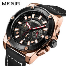 MEGIR Оригинальные кожаные мужские часы Топ бренд класса люкс водонепроницаемые спортивные часы для мужчин наручные часы Relogio Masculino 2024 - купить недорого