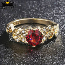 Anel de rubi clássico dourado de alta qualidade com zircônio, presente de casamento romântico, joias estilosas, estilo elegante, preço de fábrica 5-10 2024 - compre barato