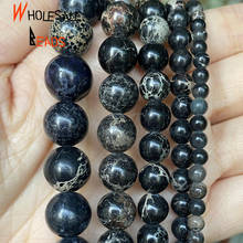 Cuentas redondas de piedra jaspe de sedimento de mar Imperial, abalorios naturales negros de 4/6/8/10/12mm para costura, fabricación de joyas, pulsera Diy de 15" 2024 - compra barato