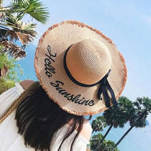 Sun Hats For Women Black Ribbon Lace Up Large Brim Straw Hat Outdoor Beach hat Summer Caps Chapeu Feminino 2024 - buy cheap