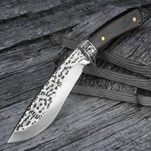Cuchillo de hoja fija Full Tang, cuchillo forjado a mano de acero de Damasco, cuchillo corto de caza de jungla en el desierto, cuchillos de supervivencia al aire libre 2024 - compra barato