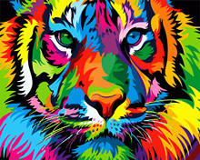 Kit de pintura por números de arte para iniciantes, pintura a óleo colorida de tigre 16 "x 20" para decoração de arte em tela para casa, diy 2024 - compre barato